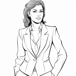 business woman turned to the side face not visible business suit
