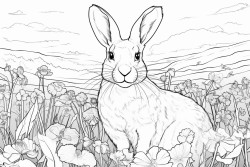 bunny rabbit in a field of flowers