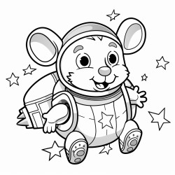 a rat piloting a tiny rocket ship