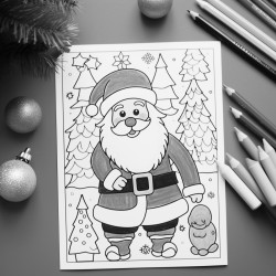 bold and easy christmas coloring page for kids