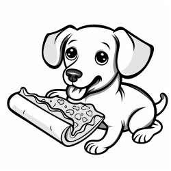 a hotdog eating a taco