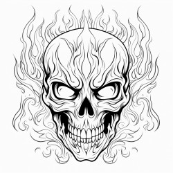 skull in flames tattoo