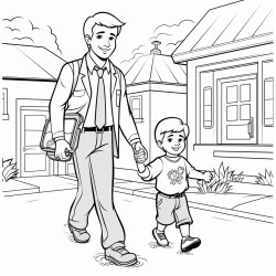 daddy go to work in morning and go home evening