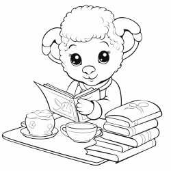 sheep reading and eating soup