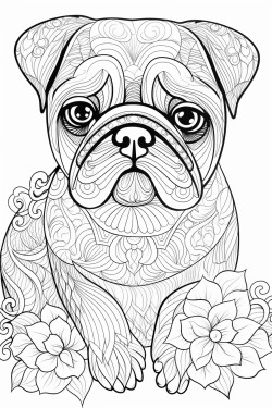 mops do poowy pokolorowany kredk