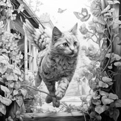 the cat chasing the bird