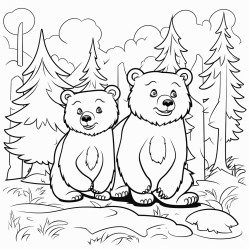 two bears in a forest