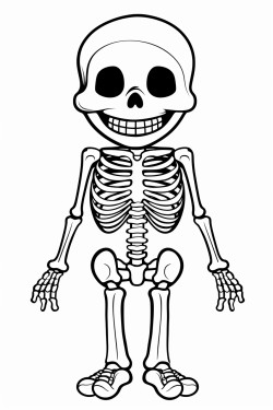 cute cartoon skeleton taking xray