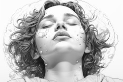 a simple drawing of a person with droopy eyes head resting on their hand and a small zzz bubble above them