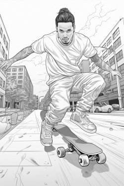 skateboarder off the ground