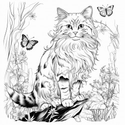 a beautiful but disheveled cat in a magical forest