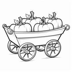 a wagon with pumkins on it