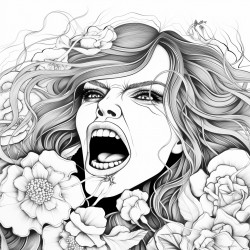 the words female rage surrounded by flowers