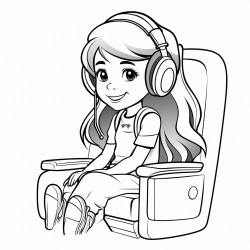a young girl with long hair in an airplane