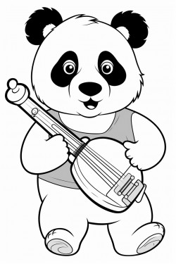 panda playing music instruments