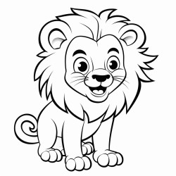 happy lion with a big fluffy mane