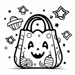 a cute trick or treat bag with simple and bold lines