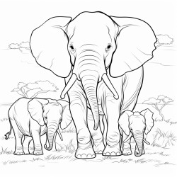 family cubs of elephant