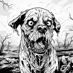zombie dog with big eyes