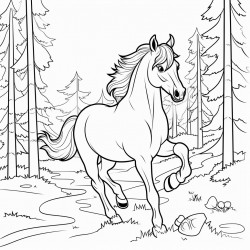 horse running in the forest