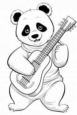 panda playing music instruments