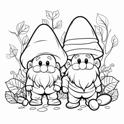 gnome forest mushrooms leaves