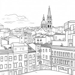 create a coloring page of lisbon city