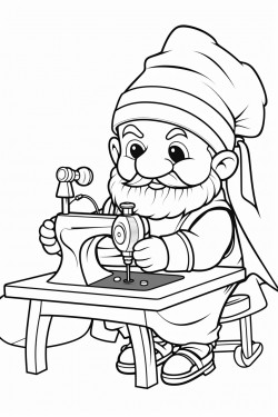 a cute dwarf mam sewing clothes