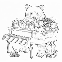 bear with piano cake