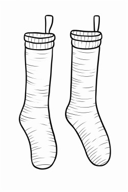 a cute warm wool socks  coloring bookvector white background black and white black drawing