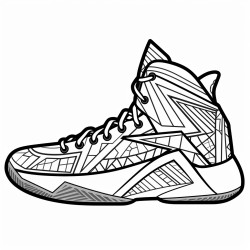 a basketball shoe with a triangular pattern and bold lines