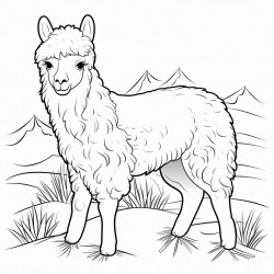 alpaca on a farm eating hay or grass