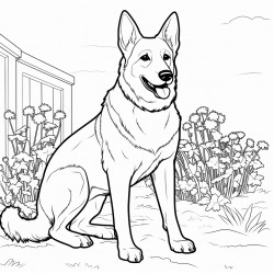 a dog of bread german shepherd in the garden