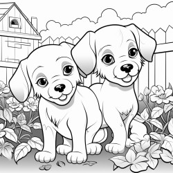 puppies in the garden