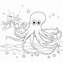 squid and octopus swimming