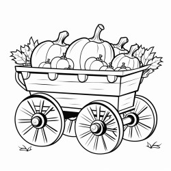 a wagon with pumkins on it