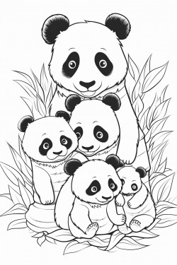 cute and funny panda and its family