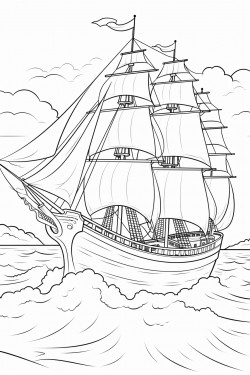 pirate ships in ocean