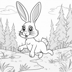 a rabbit running in the forest