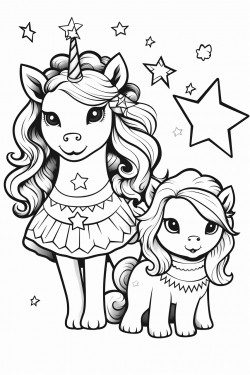 unicorn and lion with stars