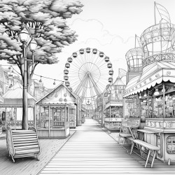 fair with carnival rides and games