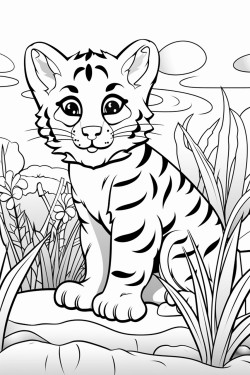tigre dans lespace avec des plantes