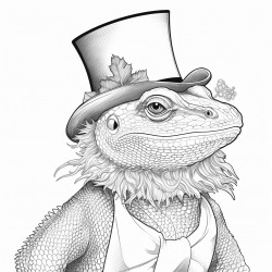 a bearded dragon wearing a tophat
