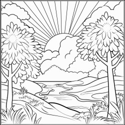 he sun rises on a quiet morning soft light filtering through the trees