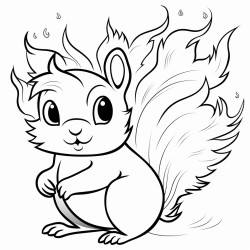 a squirrel with fiery fur emitting solar flares