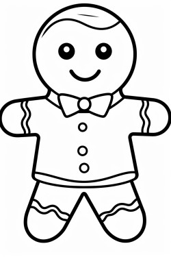 black and white simple gingerbread man holding a candy bar