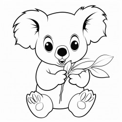 koala bear that is eating eucalyptus leaves and looks satisfied