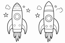 simple rocket ship and astronaut