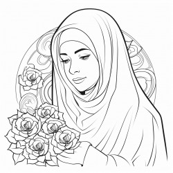 muslim woman with flowers and diamond