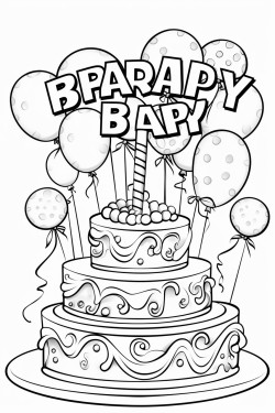 a picture of a birthday cake balloons flowers and bubble letters that say happy birthday nanny